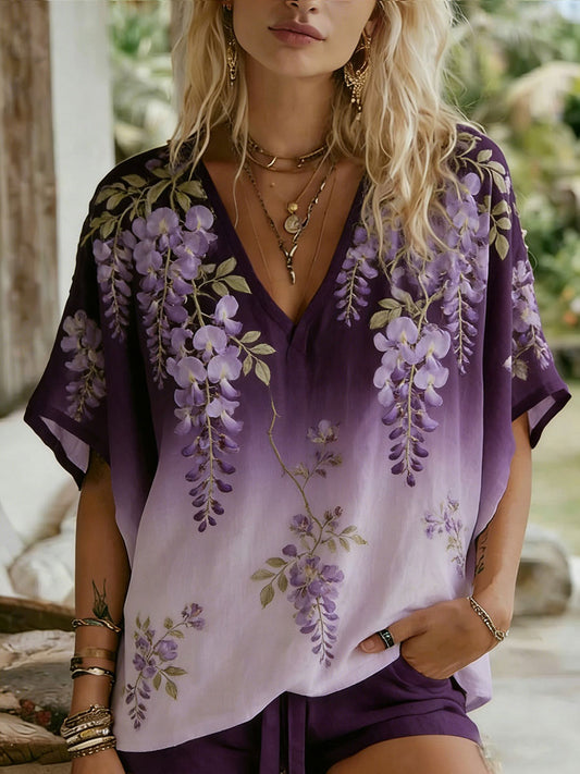 Women's Floral Art Print Casual T-Shirt