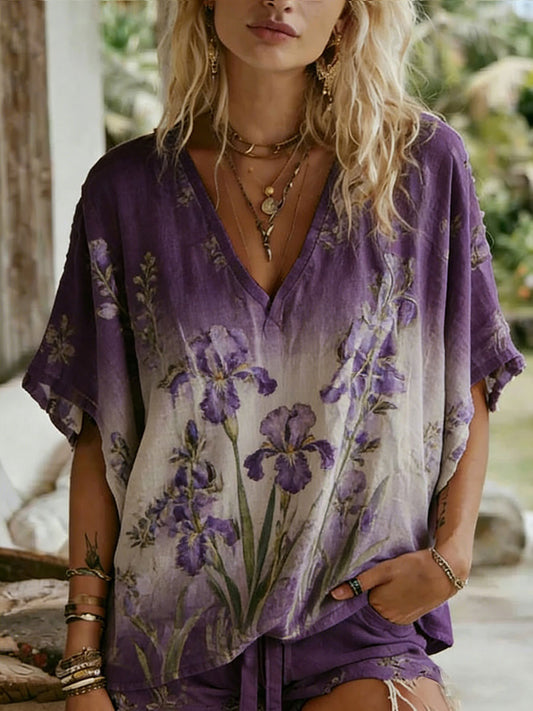 Women's Floral Art Print Casual T-Shirt