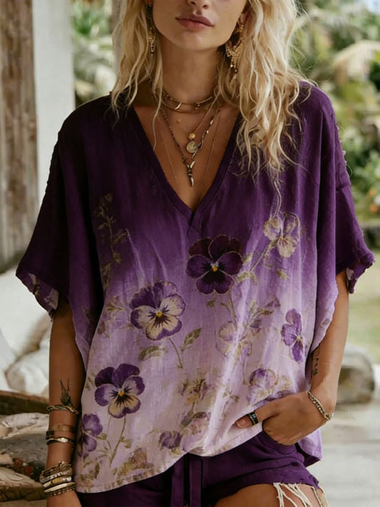 Women's Floral Art Print Casual T-Shirt