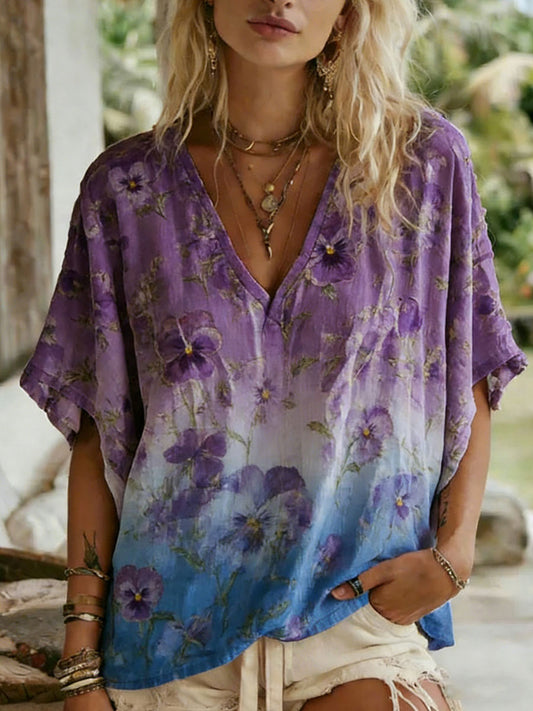 Women's Floral Art Print Casual T-Shirt