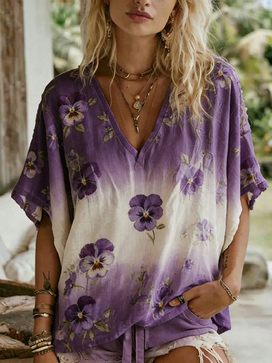 Women's Floral Art Print Casual T-Shirt