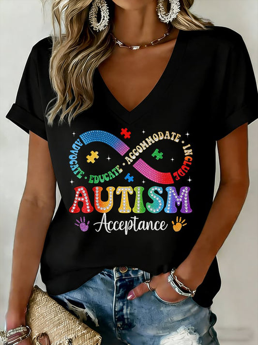 Women's Autism Awareness Print T-shirt