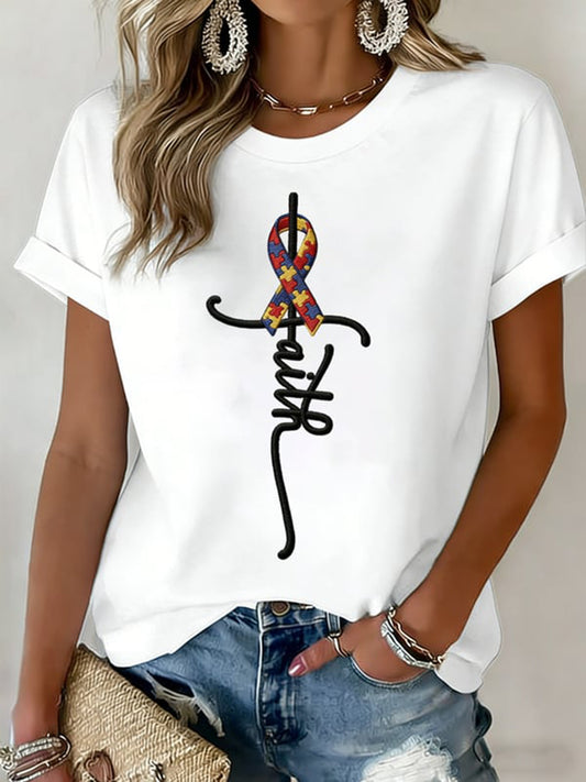 Women's Autism Awareness Print T-shirt