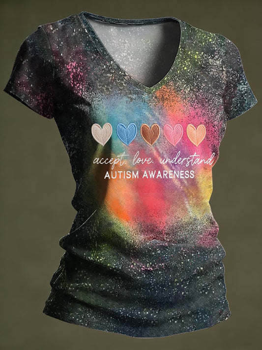 Women's Autism Awareness Print T-shirt