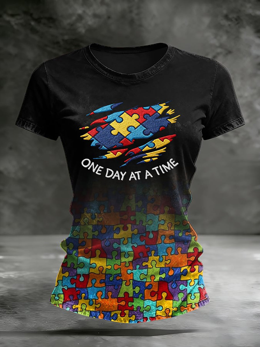 Women's Autism Awareness Print T-shirt
