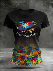 Women's Autism Awareness Print T-shirt