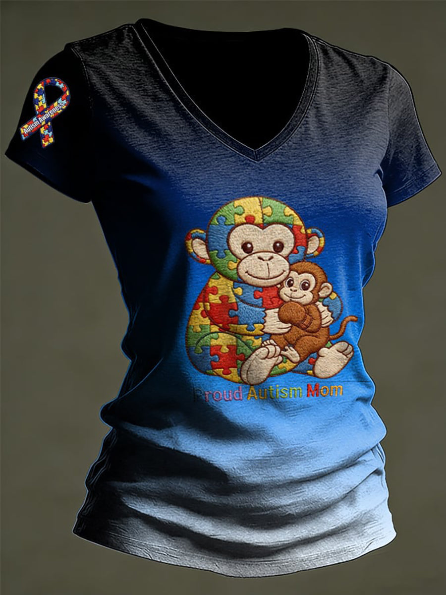 Women's Autism Awareness Print T-shirt