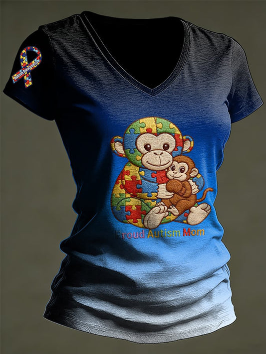 Women's Autism Awareness Print T-shirt