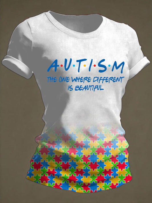 Women's Autism Awareness Print T-shirt