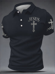 Men's JESUS Print Casual Top