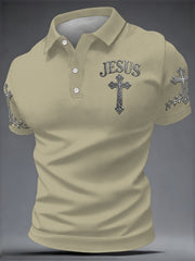 Men's JESUS Print Casual Top