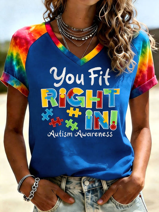 Women's Autism Acceptance V-Neck T-shirtv