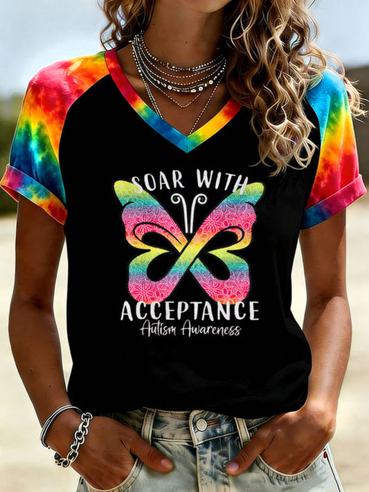 Women's Autism Acceptance V-Neck T-shirt