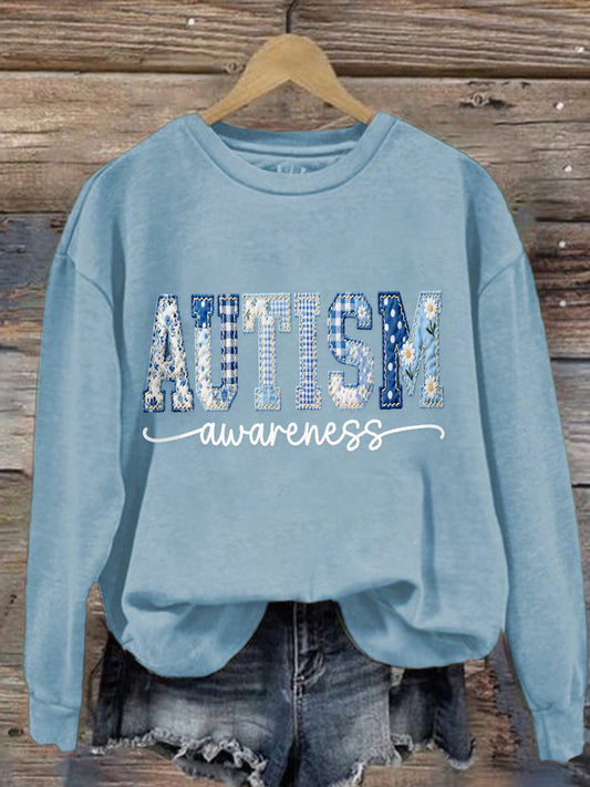 Women's Autism Awareness Print Sweatshirt