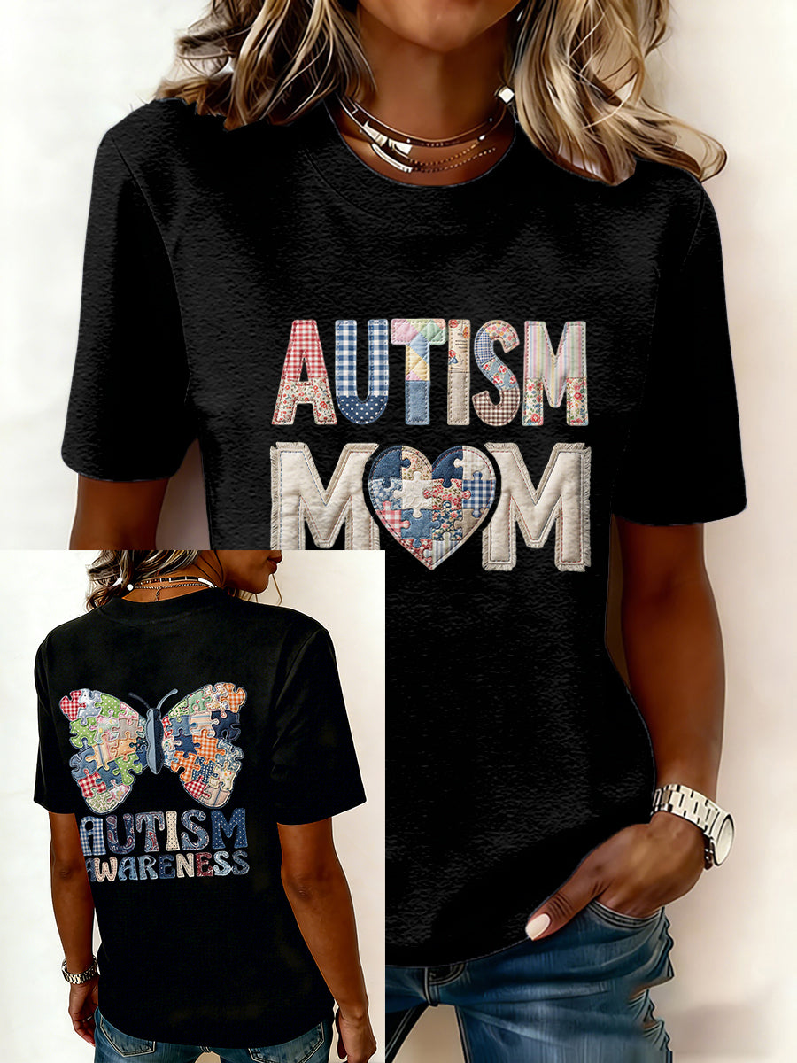 Women's Autism Awareness Print T-shirt