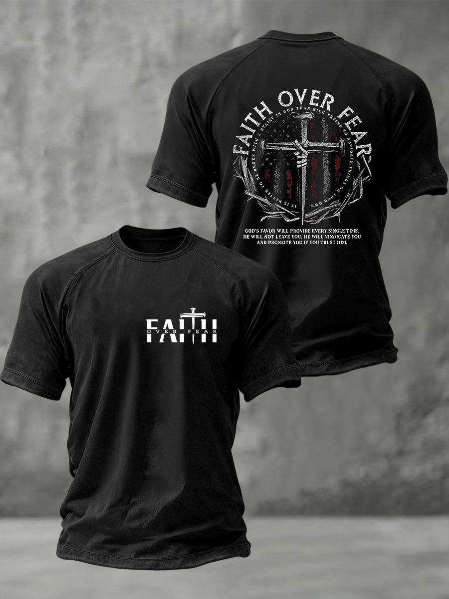Men's Christian Faith Over Fear Cross Short Sleeve T-shirt