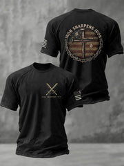 Men's Christian IRON SHARPENS IRON Cross Short Sleeve T-shirt