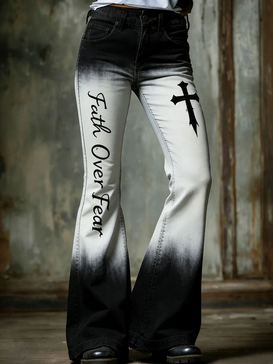 Women's Cross Print Casual Trousers