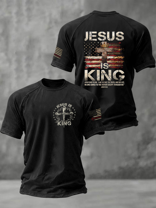 Men's Christian Jesus Is King Cross Short Sleeve T-shirt