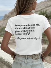 Women's Dear Person Behind Me You Matter Printed  Short Sleeve T-Shirt