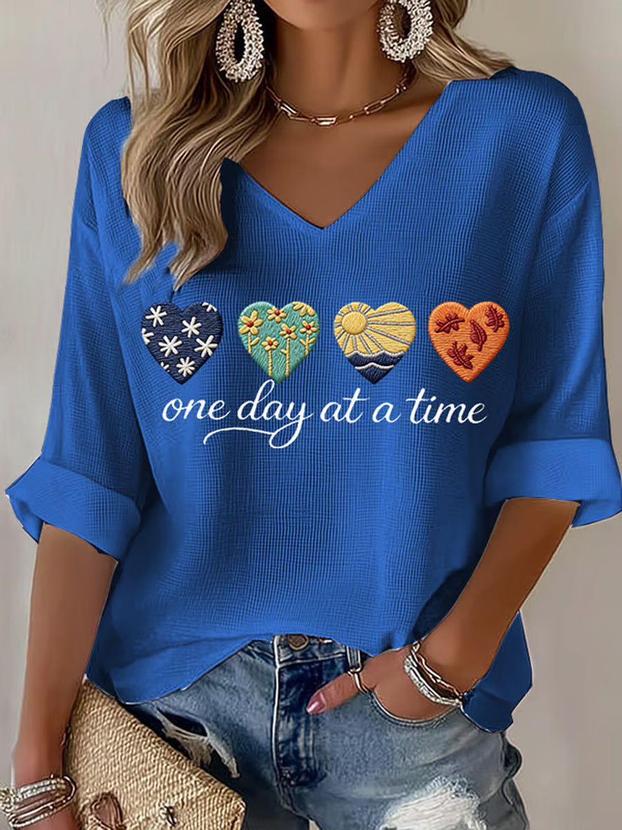 Women's One Day at a Time Waffle T-shirt