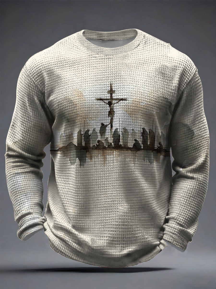 Men's Christian Cross Waffle Long Sleeve T-Shirt