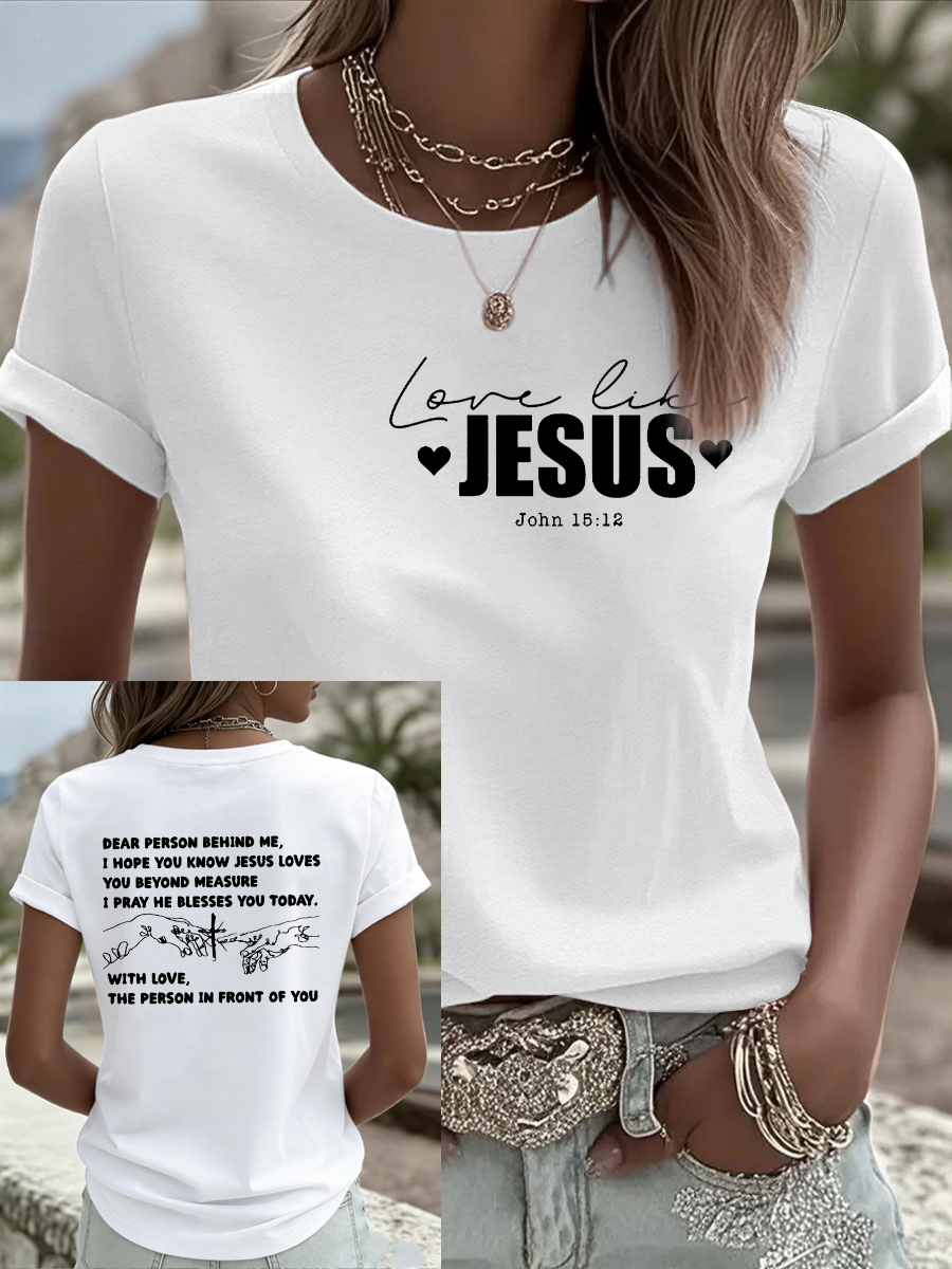 Women's  Love Like Jesus Iron On Short Sleeve T-Shirt