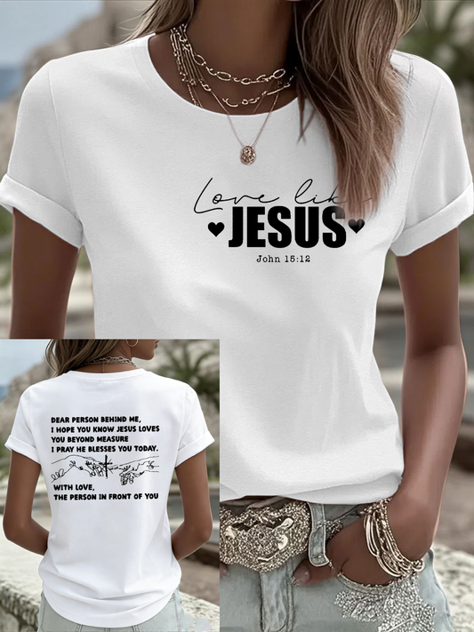 Women's  Love Like Jesus Iron On Short Sleeve T-Shirt