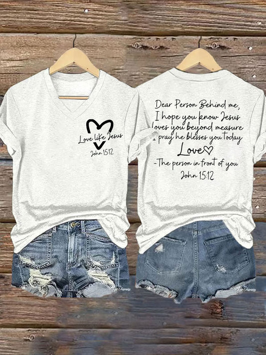 Women's  Love Like Jesus Iron On Short Sleeve T-Shirt
