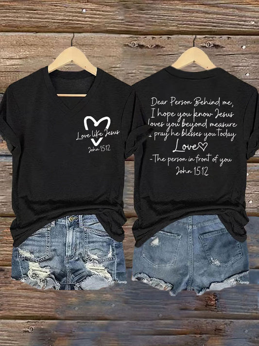 Women's  Love Like Jesus Iron On Short Sleeve T-Shirt