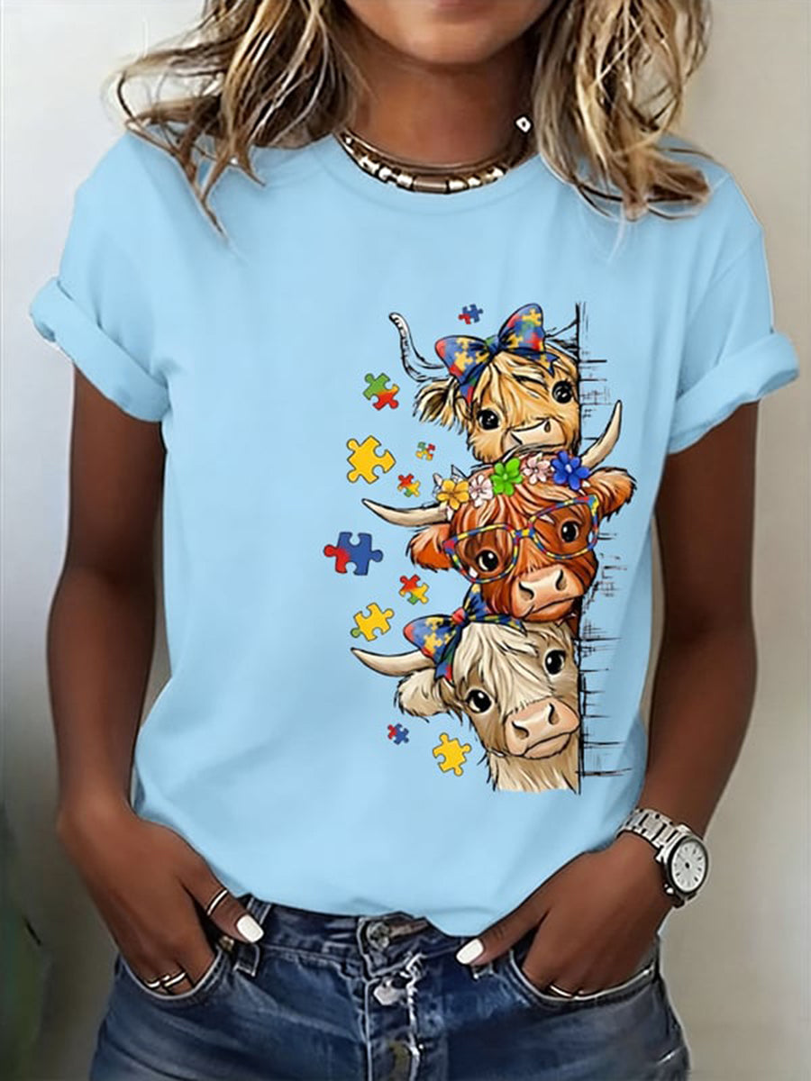 Women's Autism Awareness Print T-shirt