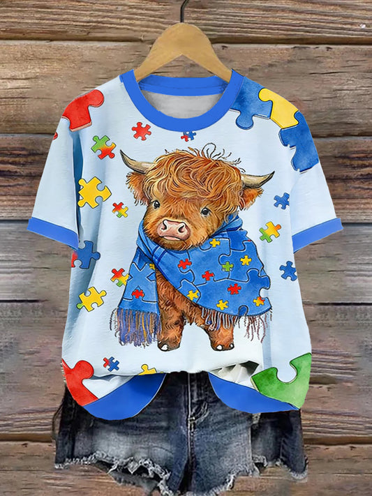 Women's Autism Awareness Print T-shirt