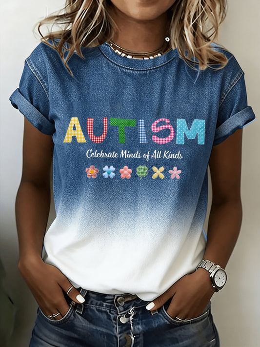 Women's Autism Awareness Print T-shirt