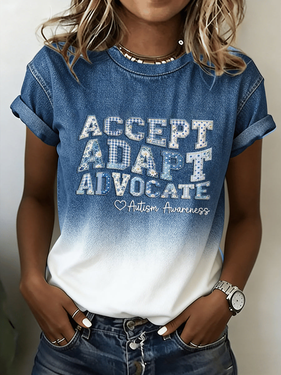 Women's Autism Awareness Print T-shirt