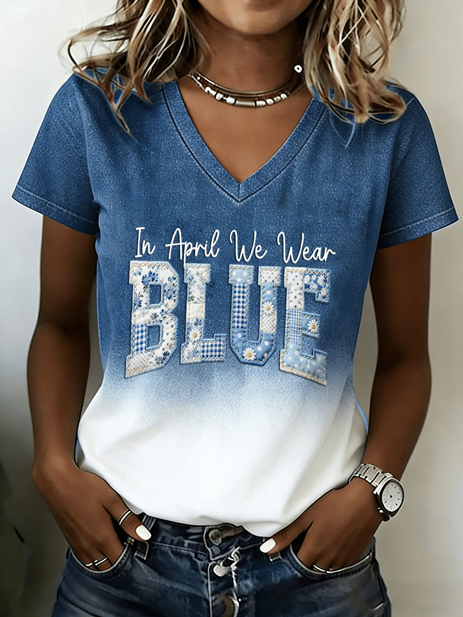 Women's Autism Awareness Print T-shirt