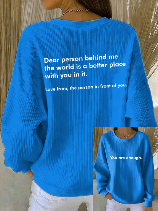Women's You Are Enough Ribbed Round-Neck Sweatshirt