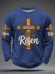 Men's He is Riser MATTHEW 28:6 Waffle Long Sleeve T-Shirt