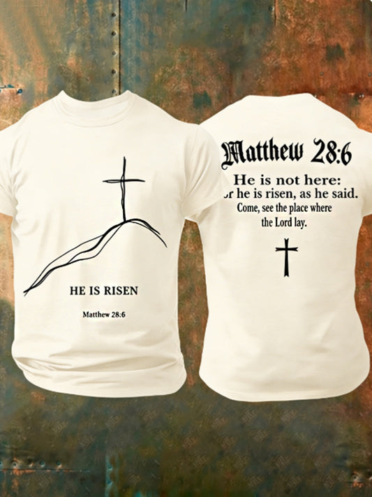 Men's He is Riser MATTHEW 28:6 Short Sleeves Tee