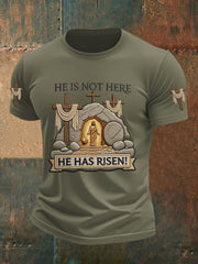 Men's He Is Not Here He Has Risen Matthew 28:6 Short Sleeve T-shirt