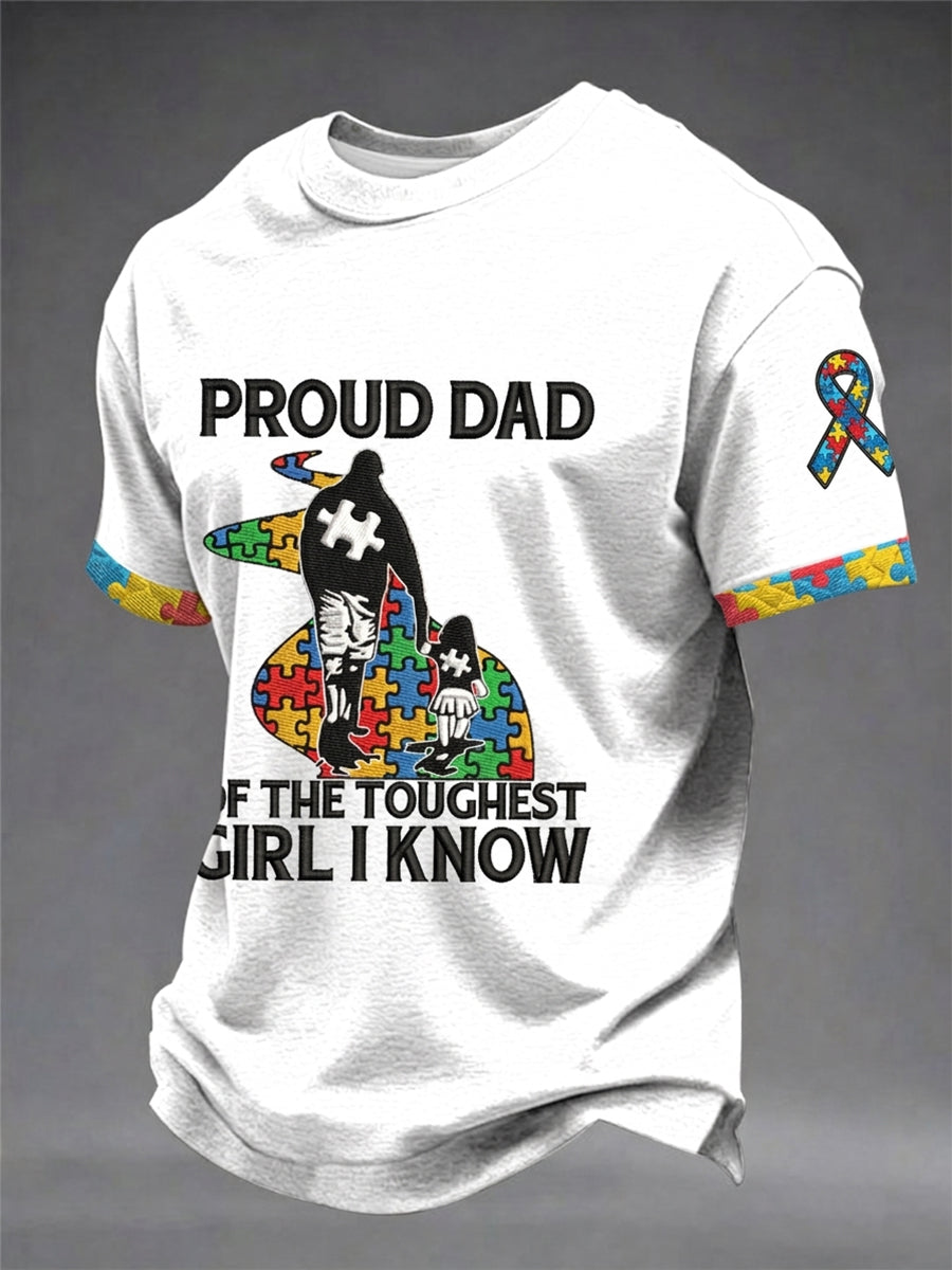 Men's Proud Dad Of The Toughest Girl I Know Autism Awareness T-Shirt