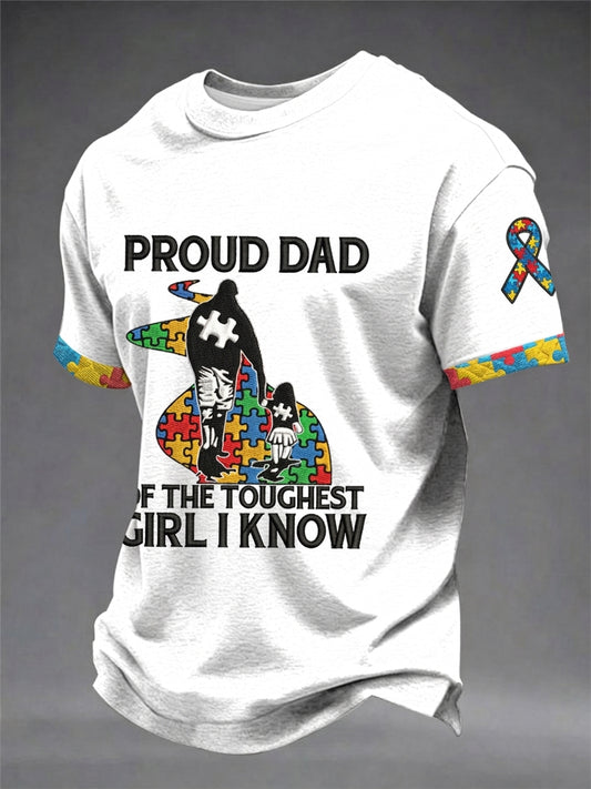 Men's Proud Dad Of The Toughest Girl I Know Autism Awareness T-Shirt