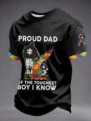 Men's Proud Dad Of The Toughest Boy I Know Autism Awareness T-Shirt