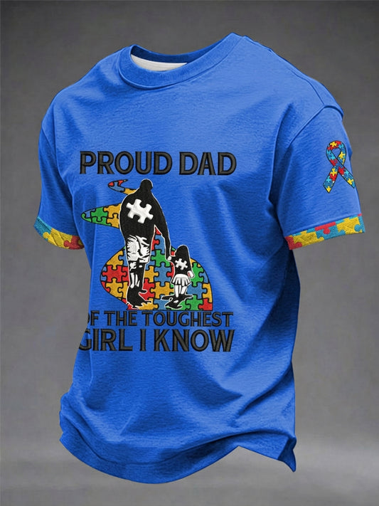 Men's Proud Dad Of The Toughest Girl I Know Autism Awareness T-Shirt