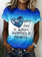 Women's Autism Awareness Print Waffle T-shirt