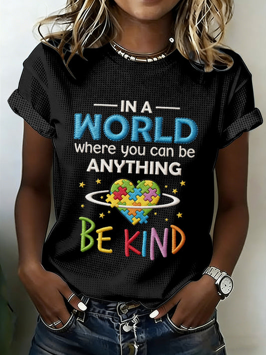Women's Autism Awareness Print Waffle T-shirt