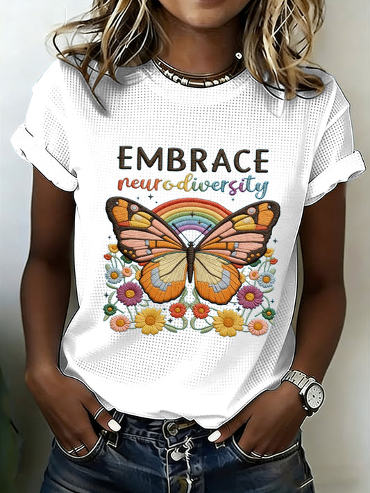 Women's Autism Awareness Print Waffle T-shirt