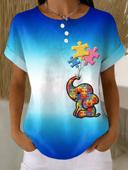 Women's Autism Awareness Print Waffle T-shirt