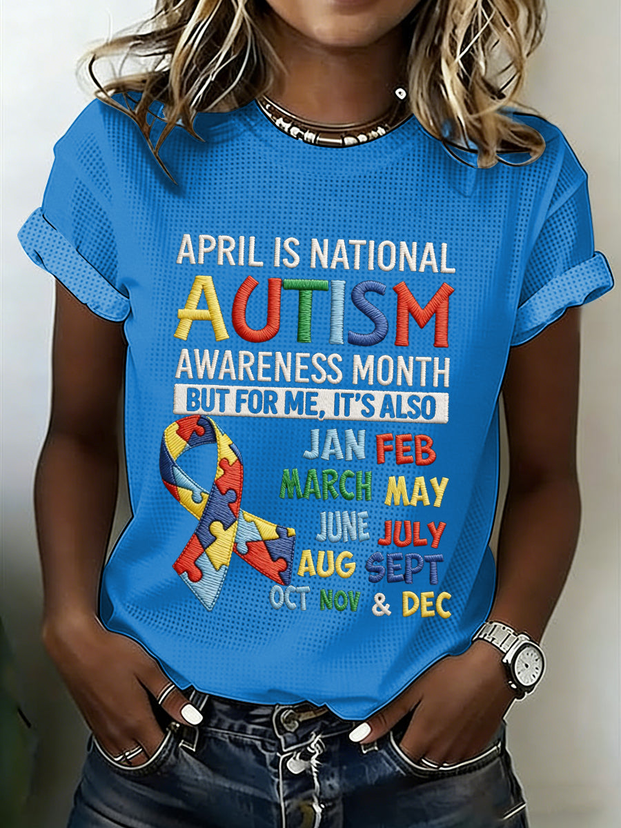 Women's Autism Awareness Print Waffle T-shirt