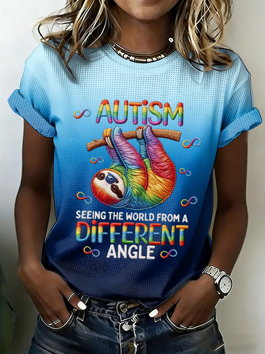 Women's Autism Awareness Print Waffle T-shirt