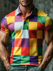 Men's Pride Month Rainbow Plaid Art Printed Shirt